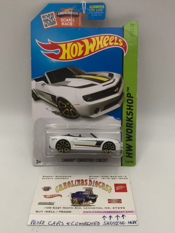 2015 Hot Wheels #246 Camaro Convertible Concept white HH2 For Discount