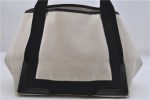 Auth BALENCIAGA Navy Caba S Hand Bag Canvas Leather 339933 White Black 5562D on Sale