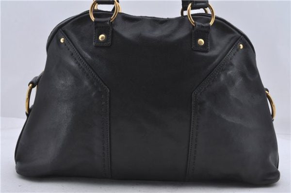 Authentic YVES SAINT LAURENT Shoulder Hand Bag Leather Black 5176D Cheap