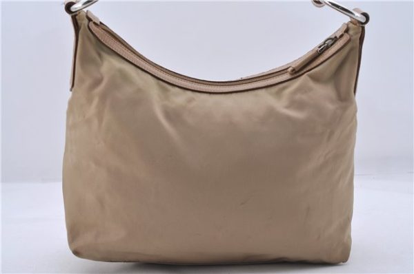 Authentic PRADA Nylon Enamel Logo Shoulder Bag Beige 3200D Sale