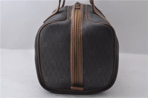 Auth Christian Dior Honeycomb Boston Hand Bag PVC Leather Black Brown CD 3073D Cheap