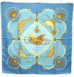 Authentic HERMES Carre 90 Scarf  SORINGS  Silk Blue 5402D Fashion