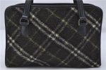 Auth BURBERRY BLUE LABEL Check Shoulder Hand Bag Wool Leather Khaki Green 3892D Online Hot Sale