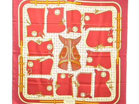 Authentic HERMES Carre 90 Scarf  Camails  Silk Bordeaux Red 5424D Fashion