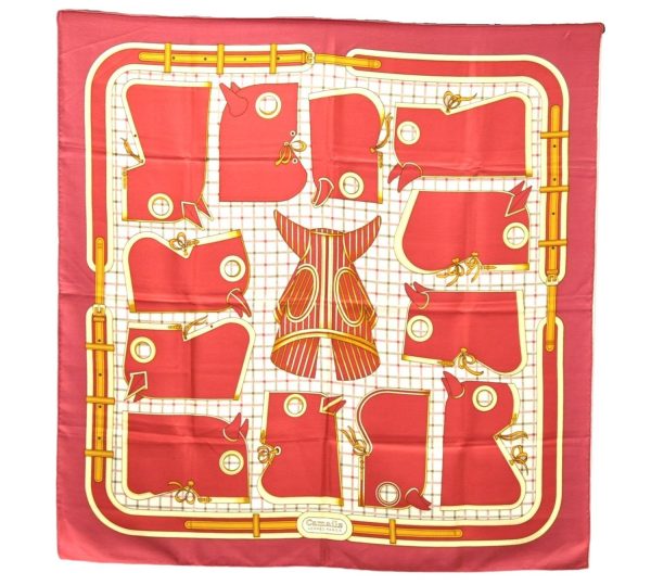 Authentic HERMES Carre 90 Scarf  Camails  Silk Bordeaux Red 5424D Fashion