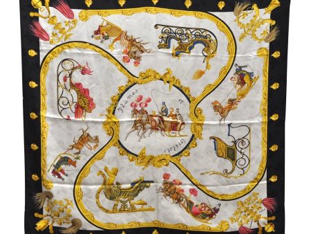 Authentic HERMES Carre 90 Scarf  Plumes et Grelots  Silk Black 2982D Online Sale