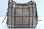 Auth BURBERRY Nova Check Vintage Shoulder Hand Bag PVC Leather Brown Beige H8797 on Sale