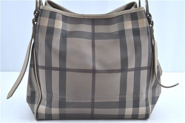 Auth BURBERRY Nova Check Vintage Shoulder Hand Bag PVC Leather Brown Beige H8797 on Sale