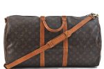 Auth LOUIS VUITTON Monogram Keepall Bandouliere 55 Boston Bag M41414 LV 8299C Sale