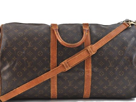 Auth LOUIS VUITTON Monogram Keepall Bandouliere 55 Boston Bag M41414 LV 8299C Sale