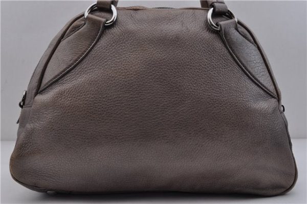 Authentic PRADA Vit Daino Leather Shoulder Bag Purse BL0557 Gray 6189C Fashion