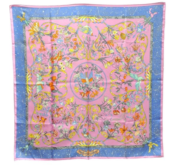 Auth HERMES Carre 90 Scarf  PIERRES d ORIENT et d OCCIDENT   Silk Pink Box 4345D Online Sale