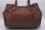 Authentic PRADA Deer Skin Leather Shoulder Tote Bag Brown 3199D on Sale