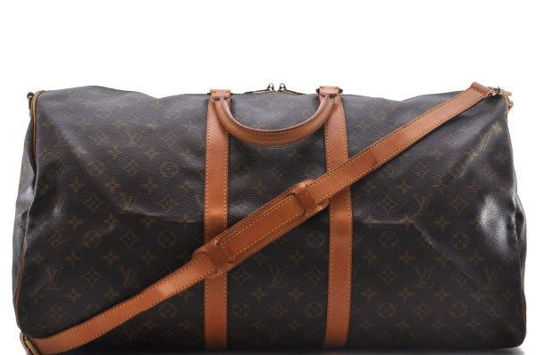 Auth Louis Vuitton Monogram Keepall Bandouliere 55 Boston Bag M41414 LV 2779D Cheap