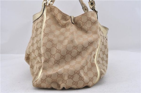 Auth GUCCI Abbey Shoulder Tote Bag GG Canvas Leather 189835 Beige Gold 3882D Online Sale