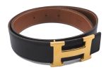 Authentic HERMES Constance Ladies Leather Belt Size 65cm 25.6  Black Brown 3144D For Sale