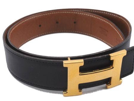 Authentic HERMES Constance Ladies Leather Belt Size 65cm 25.6  Black Brown 3144D For Sale