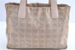 Auth CHANEL New Travel Line Shoulder Tote Bag Canvas Leather Pink Beige H9959 on Sale