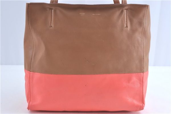 Auth CELINE Horizontal Cabas Bicolor Shoulder Tote Bag Leather Pink Brown 0396D Sale