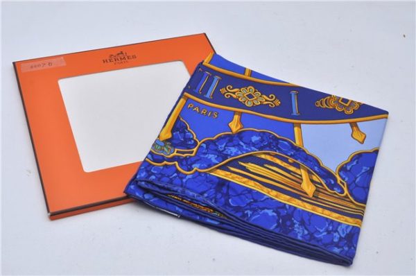 Authentic HERMES Carre 90 Scarf  CARPE DIEM  Silk Blue Box 3007D Cheap