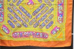 Authentic HERMES Carre 90 Scarf  QALAMDAN  Silk Orange 5401D Sale