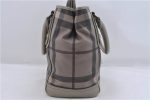 Authentic BURBERRY Check Hand Tote Bag PVC Leather Gray Beige 3123D Online Sale