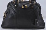 Authentic YVES SAINT LAURENT Shoulder Hand Bag Leather Black 5176D Cheap