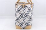 Authentic BURBERRY BLUE LABEL Check Shoulder Tote Bag Nylon Leather Ivory 4313D on Sale