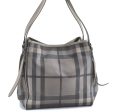 Auth BURBERRY Nova Check Vintage Shoulder Hand Bag PVC Leather Brown Beige H8797 on Sale