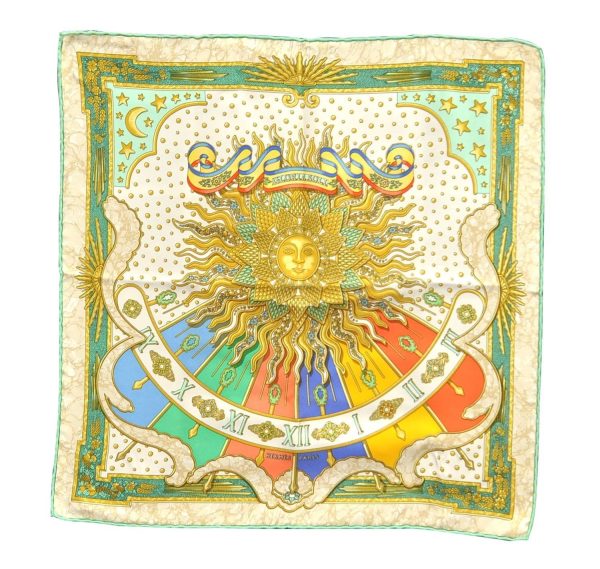 Auth HERMES Petit Carre 40 Scarf Handkerchief  GLORIA SOLI  Silk Green 3092D Supply