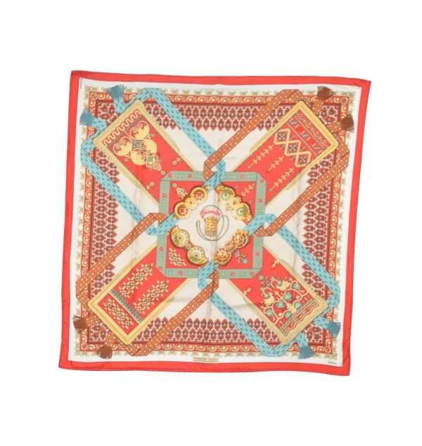 Auth HERMES Petit Carre 40 Scarf Handkerchief  Brins d or  Silk Red Box 6230C For Cheap