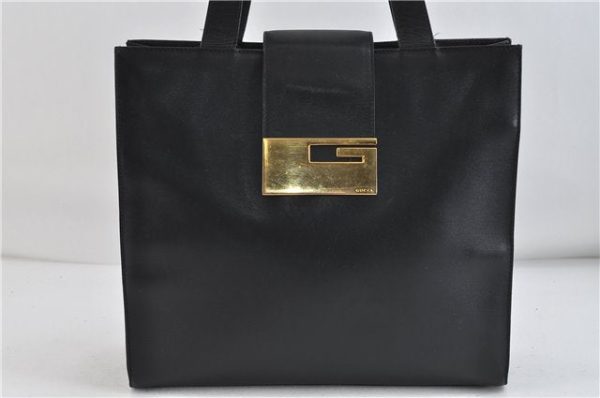 Authentic GUCCI Vintage Hand Bag Leather 0020347 Black 3031D Online Hot Sale