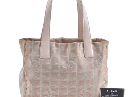 Auth CHANEL New Travel Line Shoulder Tote Bag Canvas Leather Pink Beige H9959 on Sale