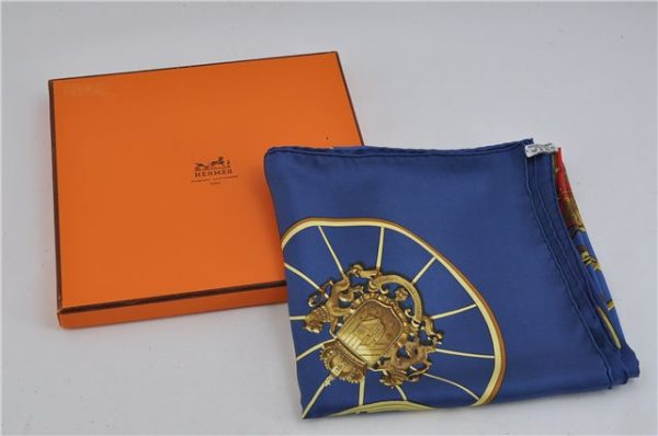 Authentic HERMES Carre 90 Scarf  SPRINGS  Silk Blue Box 2813D on Sale