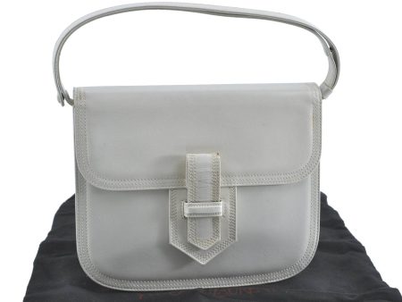 Authentic YVES SAINT LAURENT Shoulder Hand Bag Purse Leather White 0311C For Sale