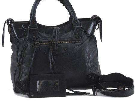 Auth BALENCIAGA Classic Vero 2Way Shoulder Hand Bag Leather 235216 Black 3187D Hot on Sale