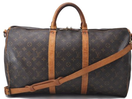 Auth Louis Vuitton Monogram Keepall Bandouliere 50 Boston Bag M41416 LV 2664D Online Sale