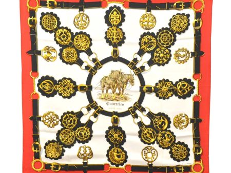 Authentic HERMES Carre 90 Scarf  cuivreries  Silk Red 3360D Fashion