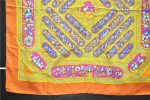 Authentic HERMES Carre 90 Scarf  QALAMDAN  Silk Orange 5401D Sale