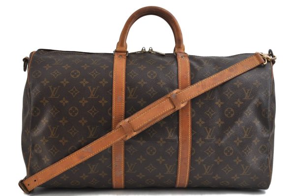 Auth Louis Vuitton Monogram Keepall Bandouliere 50 Boston Bag M41416 LV 2607D Online Sale