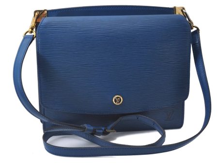 Authentic Louis Vuitton Epi Grenelle 2Way Shoulder Hnad Bag Blue M52365 LV 3195D For Cheap