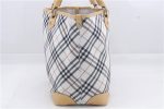 Authentic BURBERRY BLUE LABEL Check Shoulder Tote Bag Nylon Leather Ivory 4313D on Sale