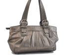 Auth COACH Soho Pleated Shoulder Tote Bag Leather F13732 Metallic Gray 5591B Discount