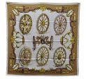 Authentic HERMES Carre 90 Scarf  Roues de Canon  Silk Ivory 2980D For Discount