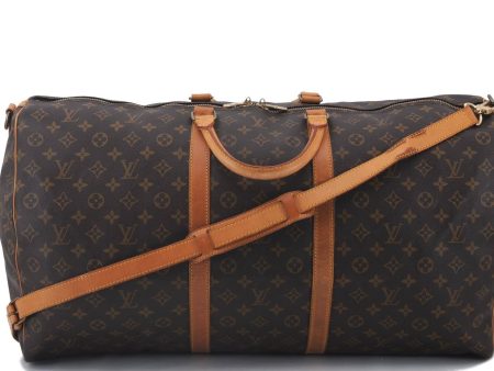 Auth Louis Vuitton Monogram Keepall Bandouliere 60 Boston Bag M41412 LV 2881D Fashion