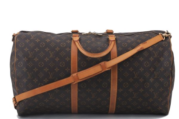 Auth Louis Vuitton Monogram Keepall Bandouliere 60 Boston Bag M41412 LV 2881D Fashion