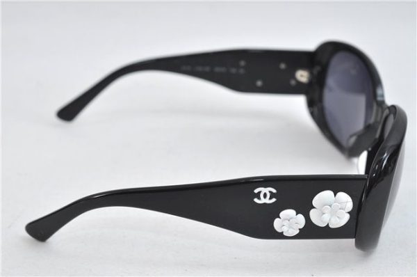 Authentic CHANEL Camellia Sunglasses CoCo Mark Plastic Black 3021D For Discount