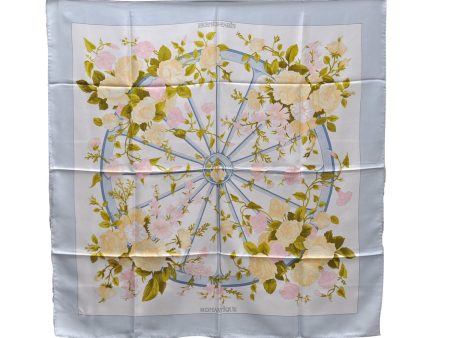 Authentic HERMES Carre 90 Scarf  ROMANTIQUE  Silk Light Blue 5458D Online Hot Sale