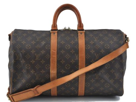 Auth Louis Vuitton Monogram Keepall Bandouliere 45 Boston Bag M41418 LV J0213 Online now