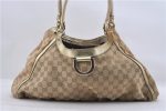 Auth GUCCI Abbey Shoulder Tote Bag GG Canvas Leather 189835 Beige Gold 3882D Online Sale